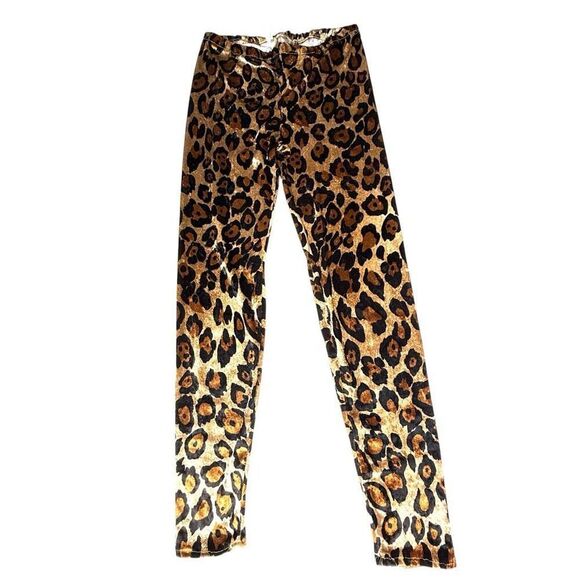 Leopard Print Velvet Pants – Retro Glam Stretchy Skinny Trousers - Picture 3 of 8